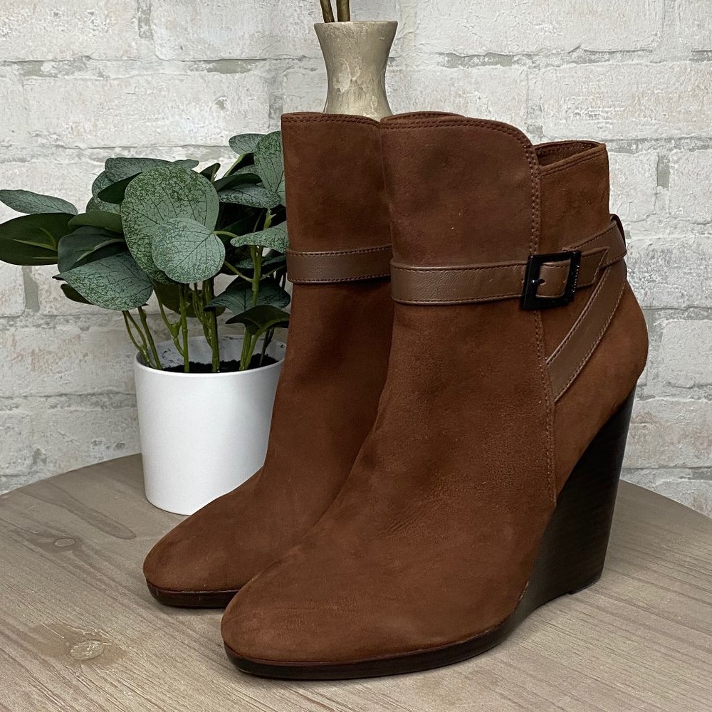 CHARLES by Charles David : Hades Brown Wedge Ankle Boot NWOT